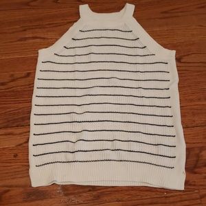 Ivory Sweater Tank with black stripes